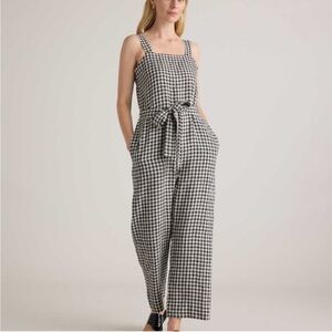 Quince Black and White Gingham check Jumpsuit linen flax